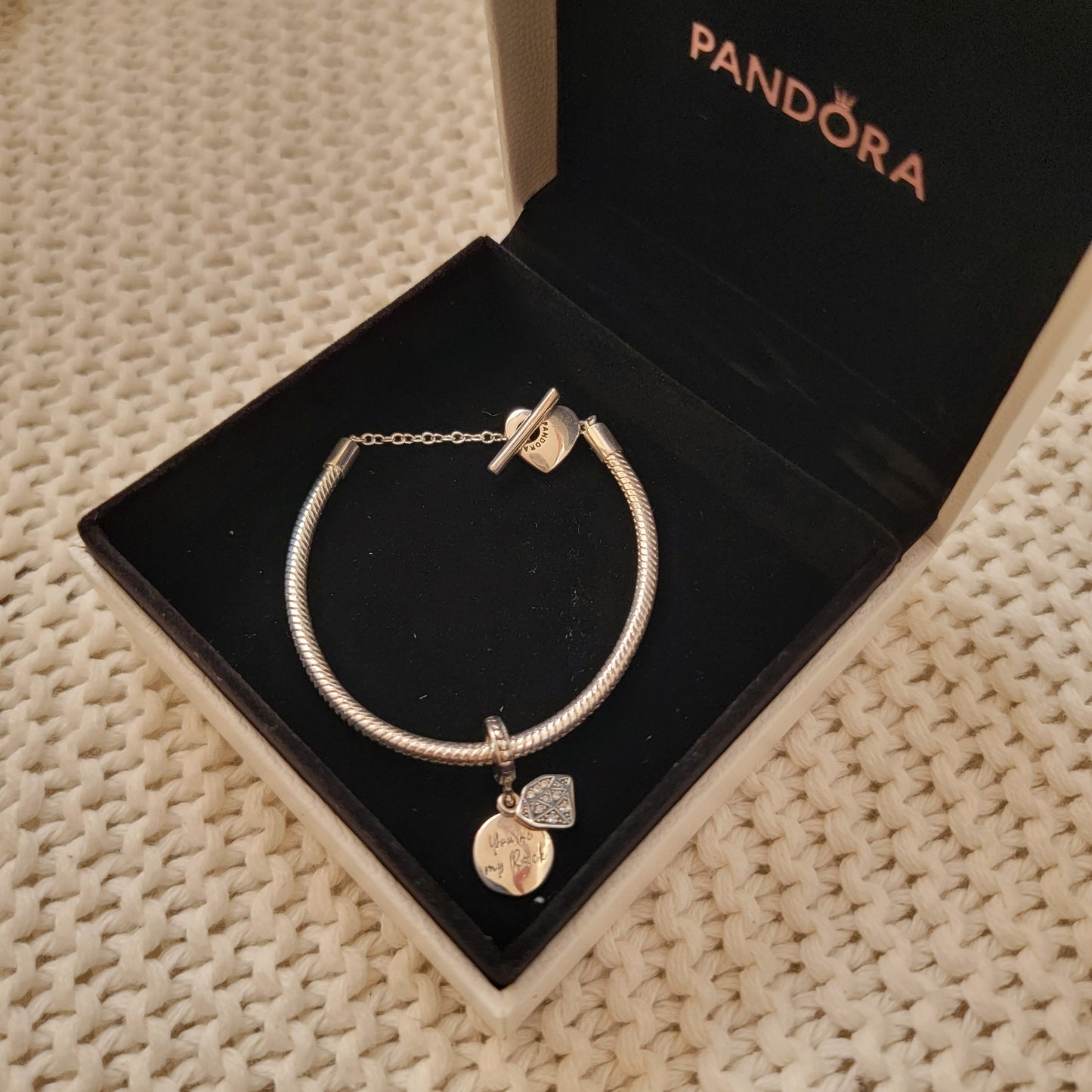 Pulsera 19pulgadas & charm You're my rock Plata 925