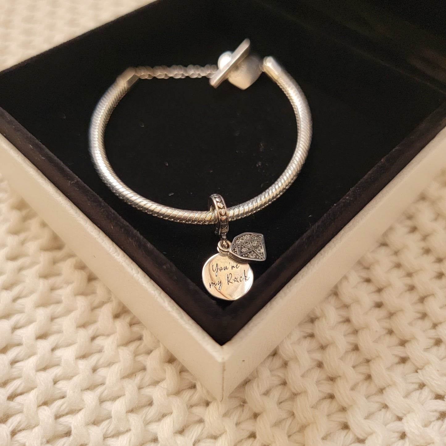 Pulsera 19pulgadas & charm You're my rock Plata 925