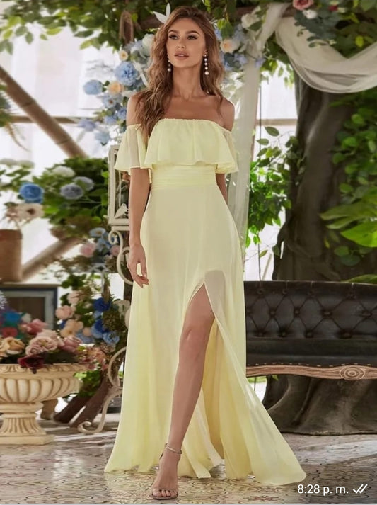 Vestido Amarillo off shoulder Talla 12 (L)